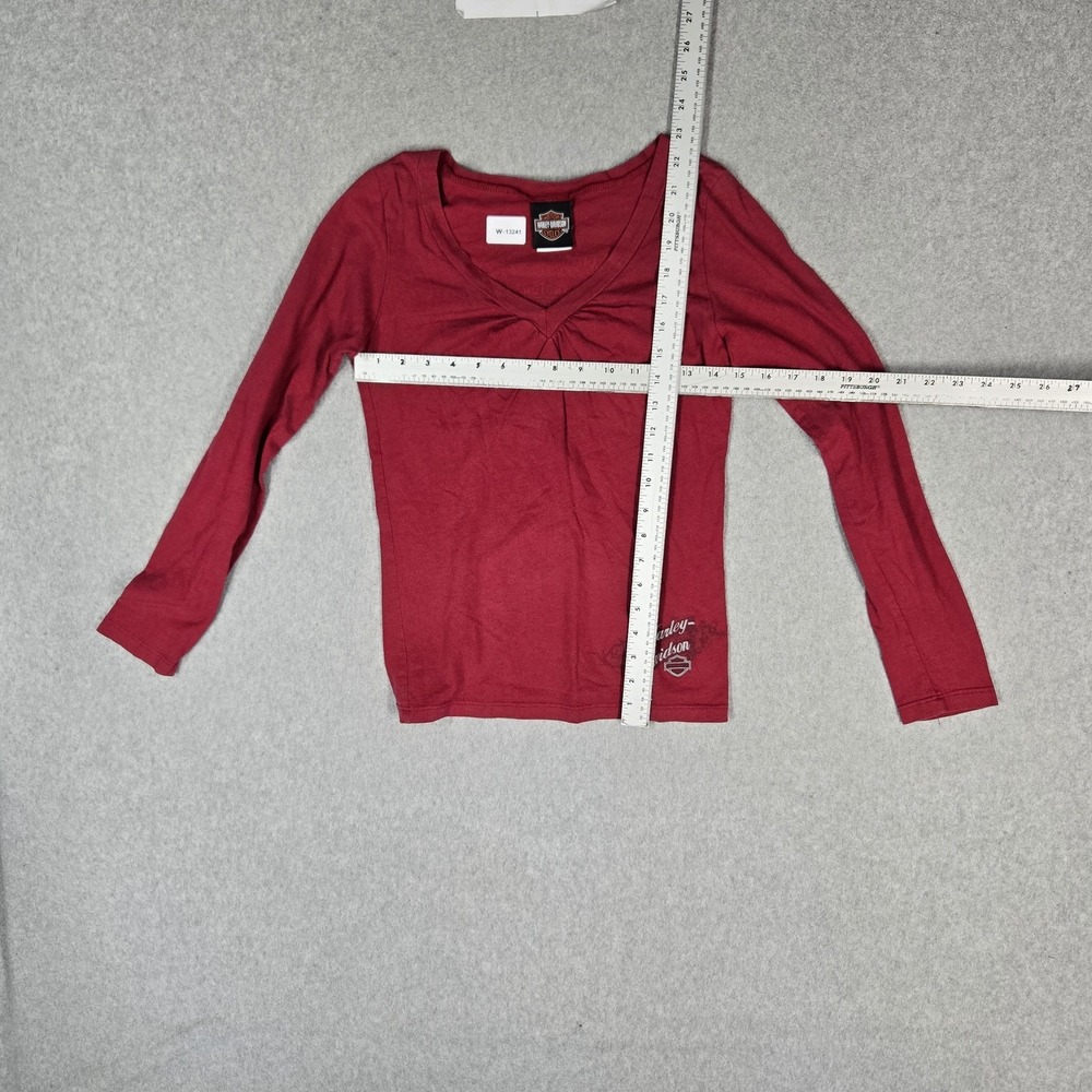 VINTAGE Harley-Davidson Women Shirt M Red Columbia OH Pullover Long Sleeve - Picture 4 of 12